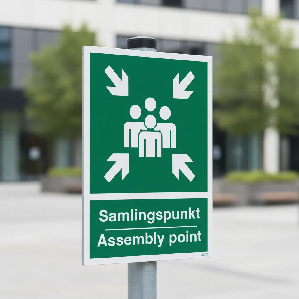 Samlingspunkt Assembly point skilt - Billede 2