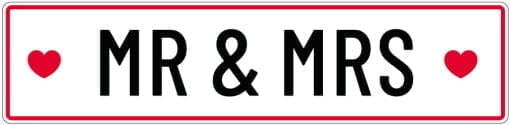 Nummerplade med Mr & Mrs