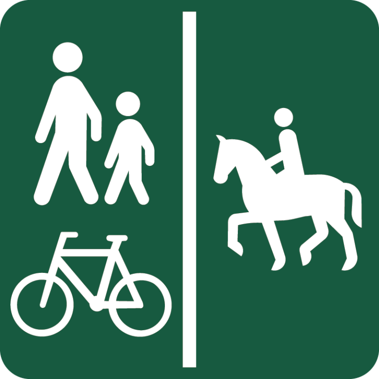 Gang- og cykelsti og Ridesti Naturstyrelsens skilt
