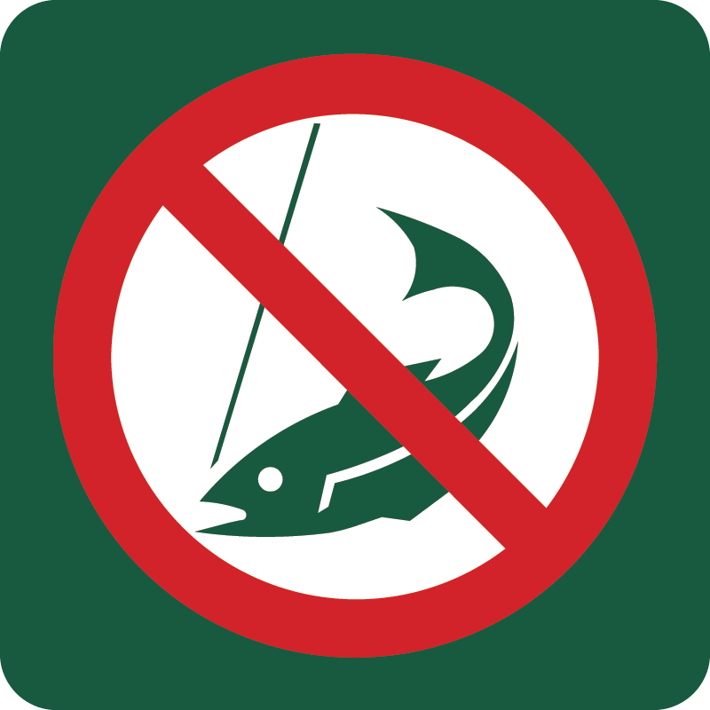 Fiskeri forbudt Naturstyrelsens skilt