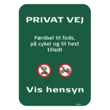 Privat 1, Færdsel til fods, på cykel og til hest tilladt skilt - Naturstyrelsen