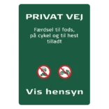 Privat 1, Færdsel til fods, på cykel og til hest tilladt skilt - Naturstyrelsen