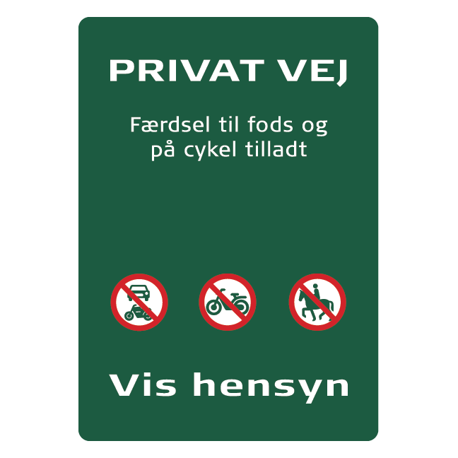 Privat 2, Færdsel til fods og på cykel tilladt skilt - Naturstyrelsen