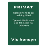 Privat 7, Færdsel til fods og badning tilladt skilt - Naturstyrelsen