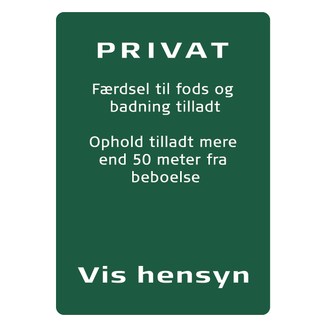 Privat 7, Færdsel til fods og badning tilladt skilt - Naturstyrelsen
