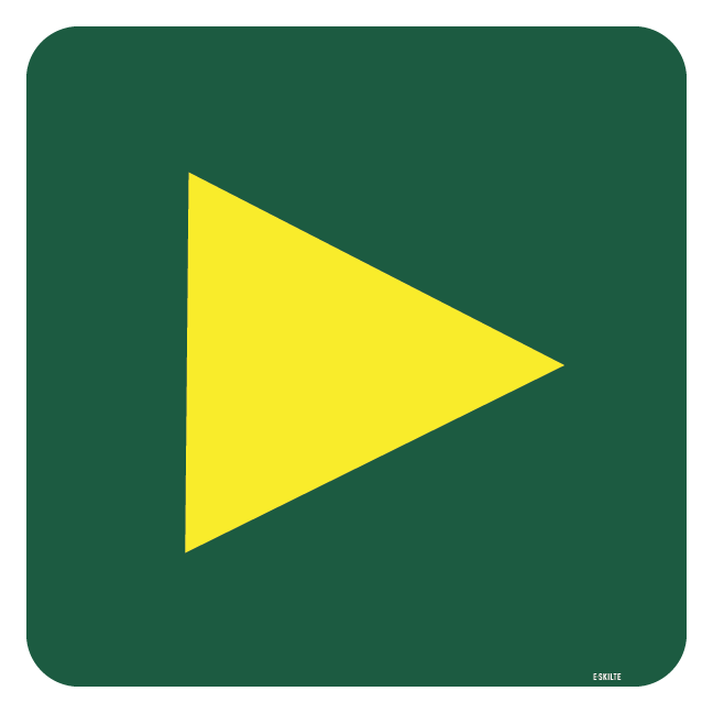 Gul retningspil skilt - Naturstyrelsen