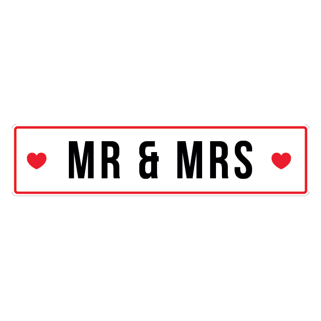 Nygift skilt - Mr & Mrs nummerplade