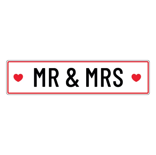 Nygift Skilt - Mr & Mrs nummerplade