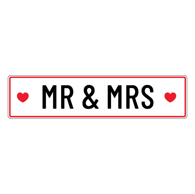 Nygift Skilt - Mr & Mrs nummerplade