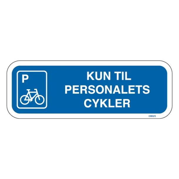Kun til personalets cykler m P Blå. Skilt Firkantet.