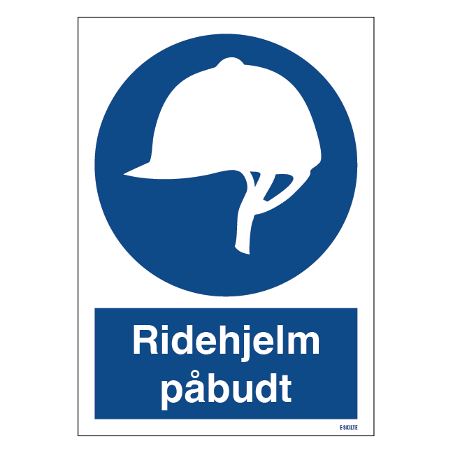 Ridehjelm påbudt skilt