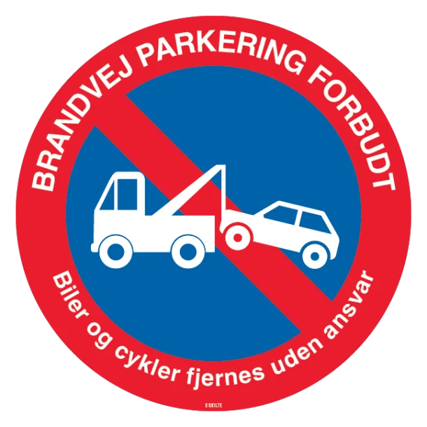 Brandvej parkering forbudt Biler og cykler vil blive fjernet skilt