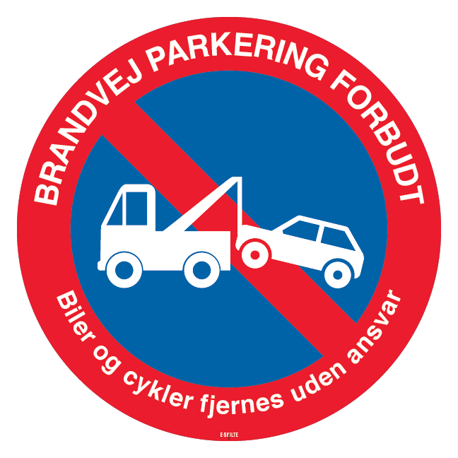 Brandvej parkering forbudt Biler og cykler vil blive fjernet skilt