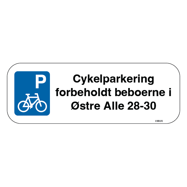 P Cykelparkering forbeholdt beboerne i xxxx xxxxxx skilt