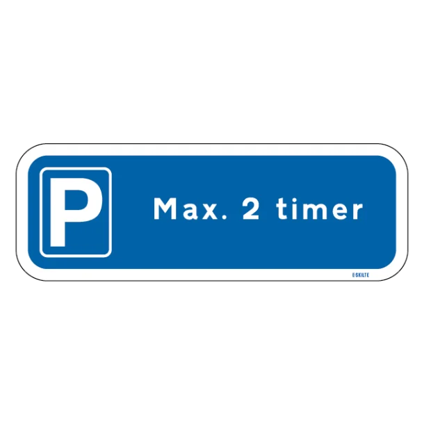 P Max 2 timer. Parkeringsskilt