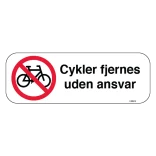 Cykel forbud cykler fjernes uden ansvar. P skilt