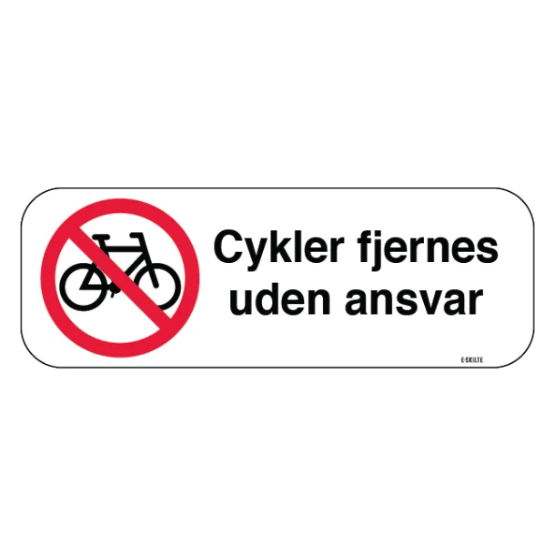 Cykel forbud cykler fjernes uden ansvar. P skilt