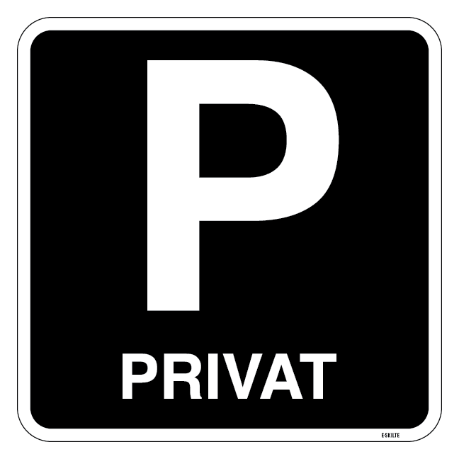 P privat parkering. Parkeringsskilt