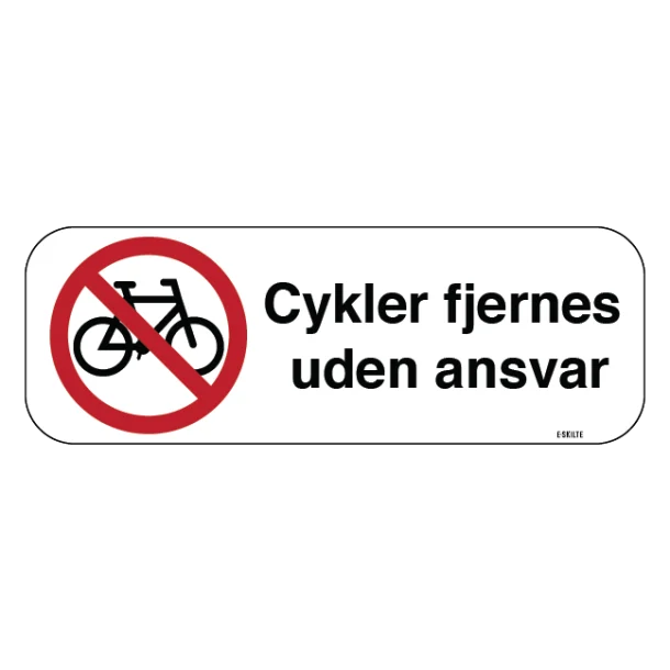 Cykelforbud cykler fjernes uden ansvar. P skilt