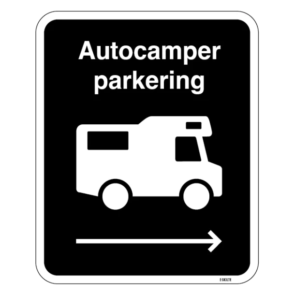 Autocamper parkering til højre skilte