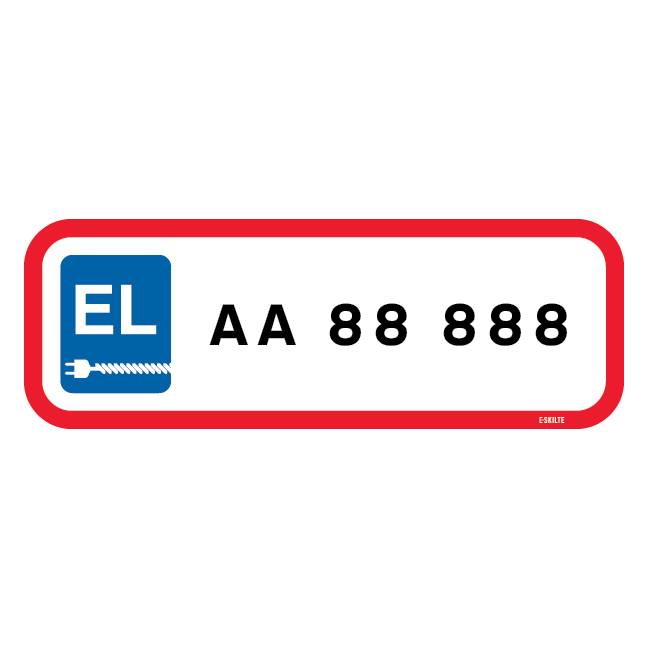 P-Skilt - El bil nummerplade