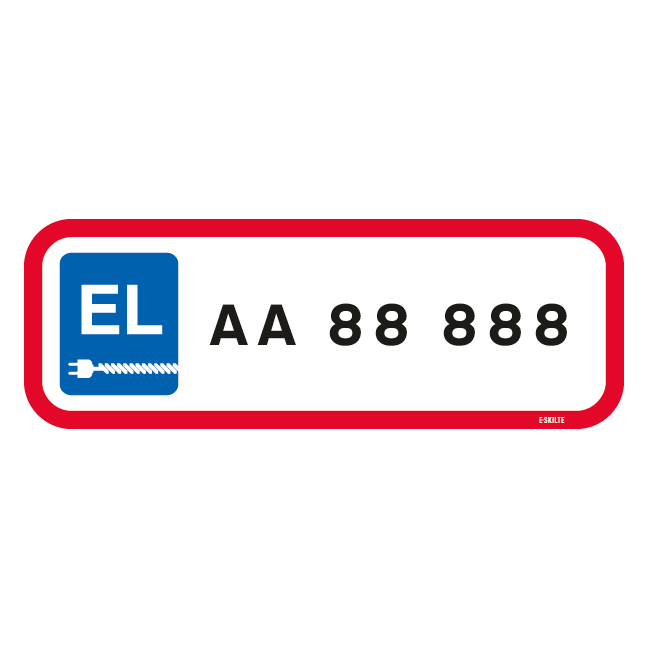 P-Skilt - El bil nummerplade