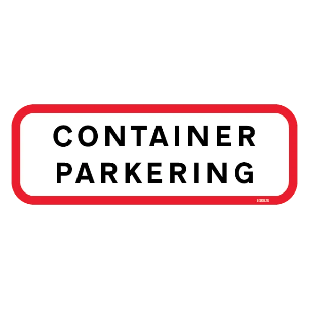 Container Parkering. Skilt