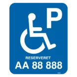 Handicapparkeringsplads reserveret til nr. plade