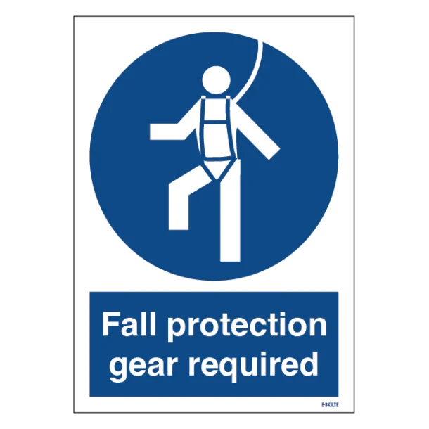 Fall protection gear required: Påbudsskilt