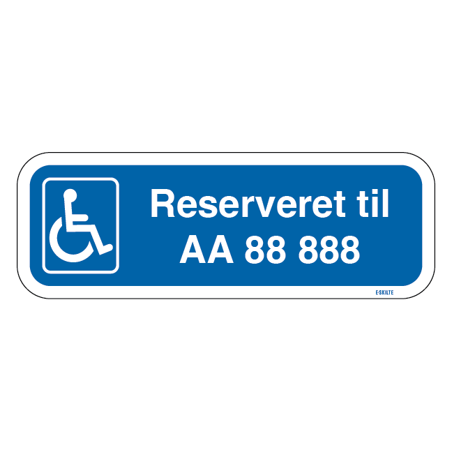 Handicap parkeringsskilt reserveret til nummerplade skilt
