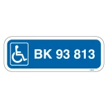 Parkeringsskilt - Handicapskilt med nummerplade / registeringsnummer