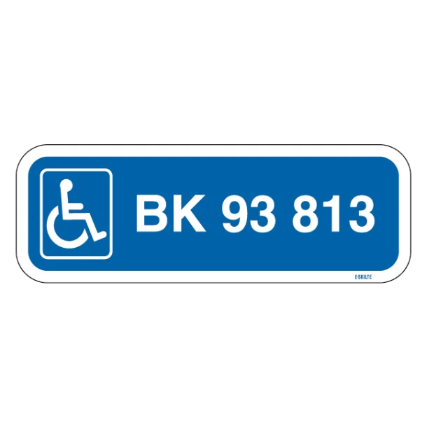 Parkeringsskilt - Handicapskilt med nummerplade / registeringsnummer