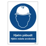 Hjelm påbudt _ Hjälm måste användas skilt