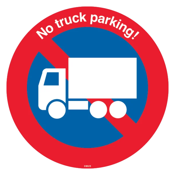 No truck parking!. P forbudsskilt