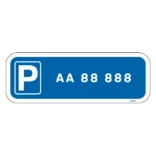 Parkeringsskilt med nummerplade / registeringsnummer