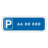 Parkeringsskilt med nummerplade / registeringsnummer