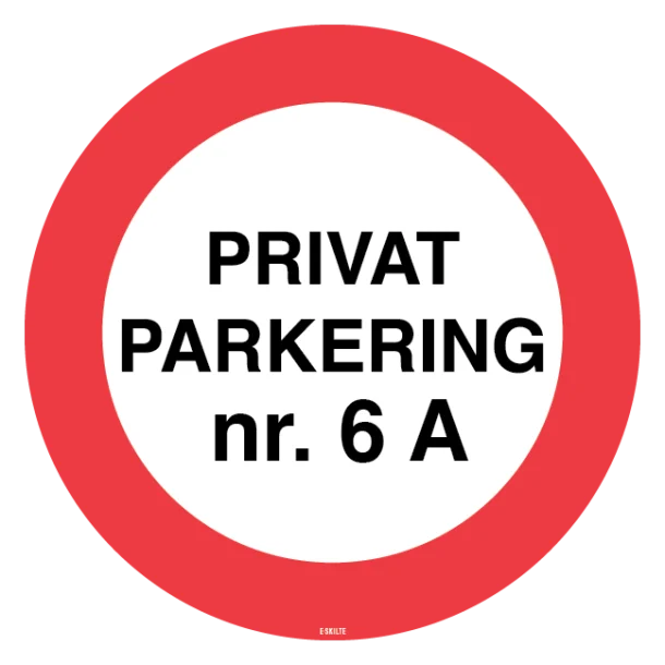 Privat Parkering med nr. P skilt