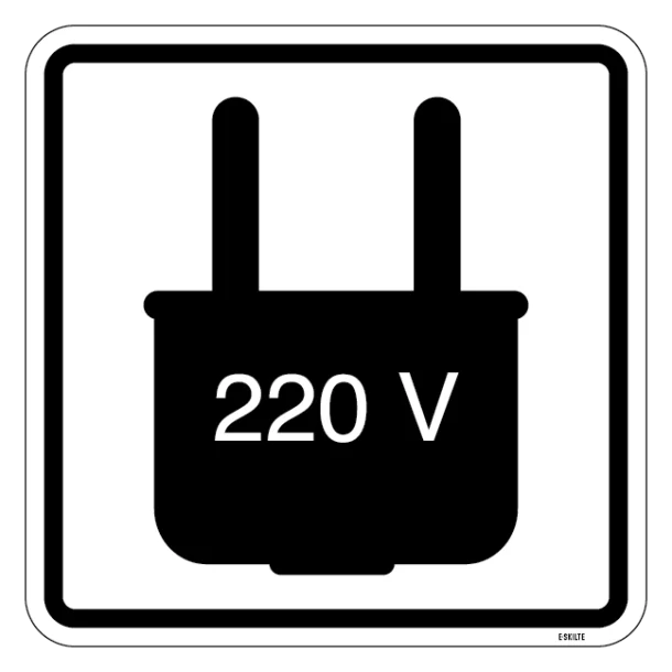 Stikkontakt 220V - piktogram skilt