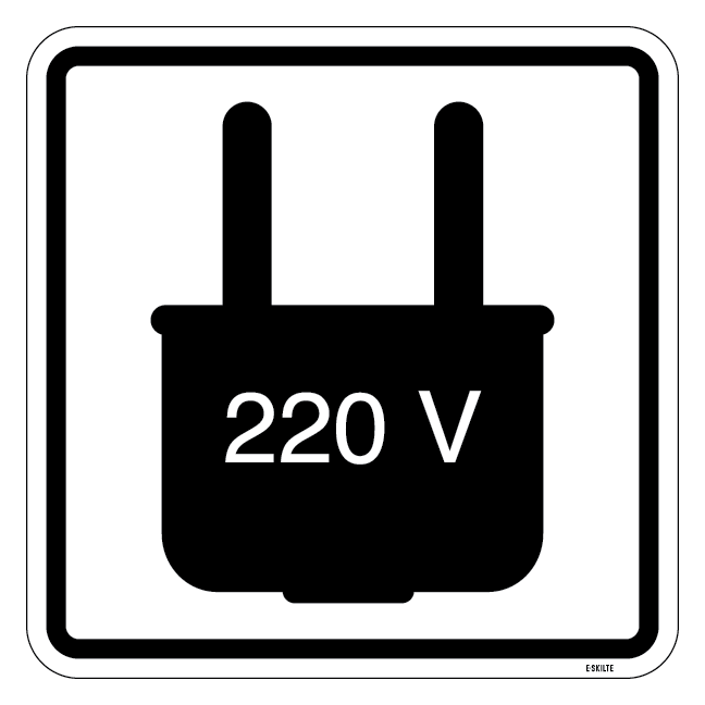 Stikkontakt 220V - piktogram skilt
