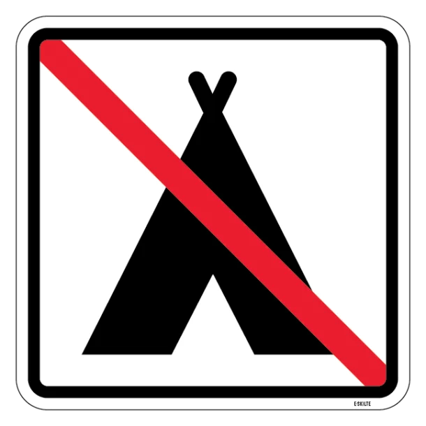 Camping forbudt - piktogram skilt