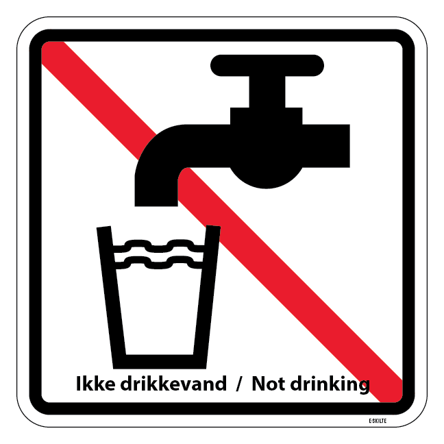 Vand forbud med tekst. - piktogram skilt