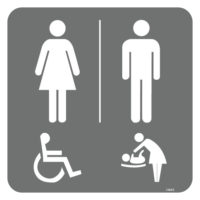 Toilet alle grå. Piktogram skilt