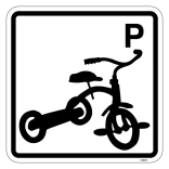 Trehjulet cykel P piktogram skilt