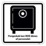 Pengeskab kan ikke åbnes af personalet piktogram skilt