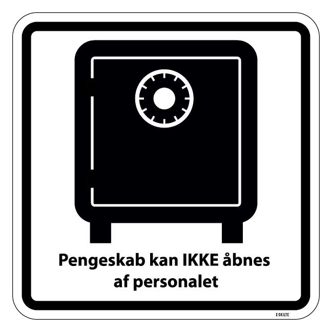 Pengeskab kan ikke åbnes af personalet piktogram skilt