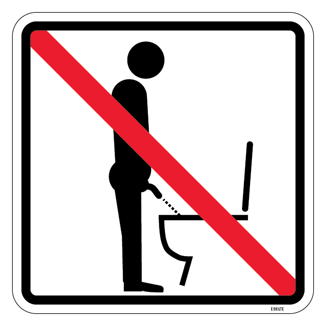 Stående vandladning forbudt skilt