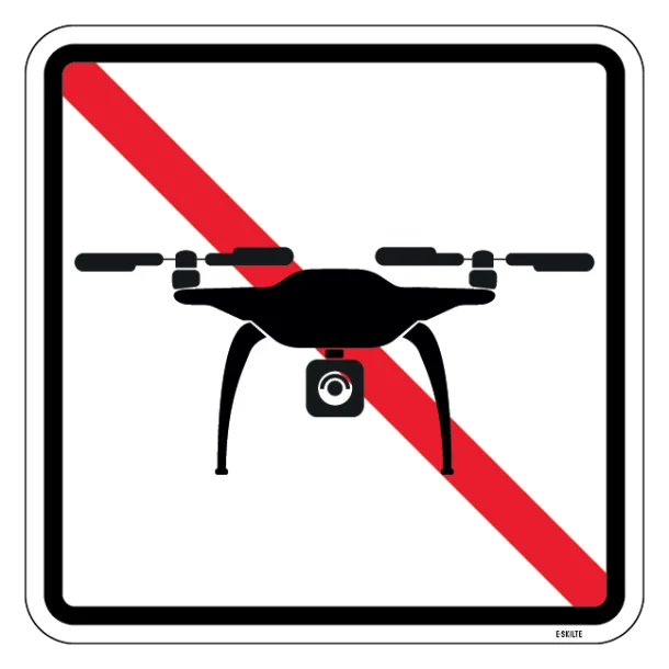 Droneflyvning forbudt skilt