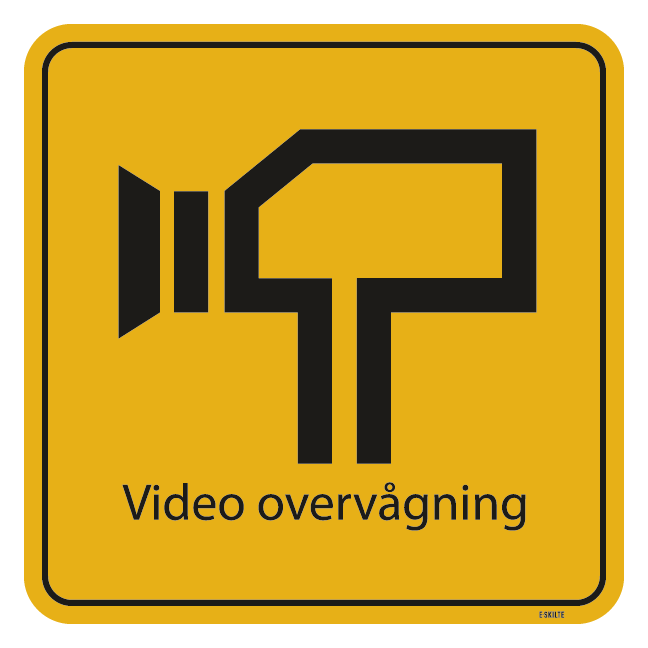 GUL Video overvågning. Piktogram skilt