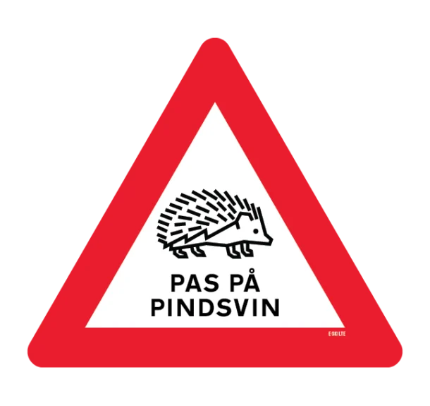 Pas på Pindsvin skilt