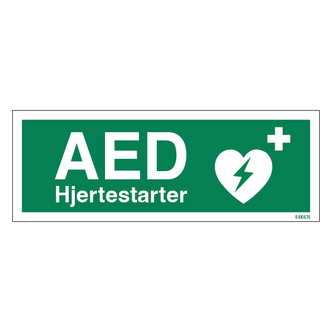 AED hjertestarter Redningsskilte.